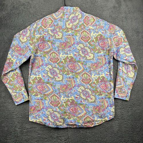 Alann Flusser Hemd Herren L Baumwolle Allover Paisley bunt Taschen Knopfleiste - Bild 9 von 10
