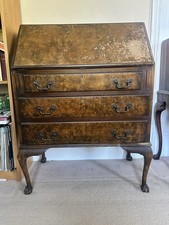 Antique Walnut Bureau Writing Desk Vintage, Drop-Down Front, 3 Drawers