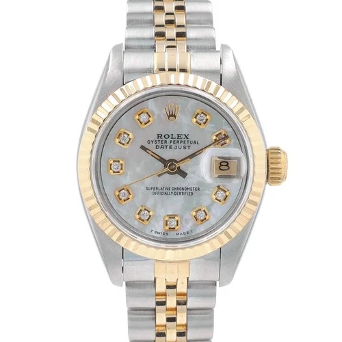 Rolex Ladies Datejust Two-Tone Gold & Steel White MOP Diamond Dial Watch