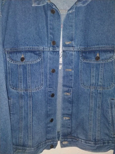 90s HARD ROCK CAFE LAS VEGAS BLUE DENIM JACKET W/ EMBROIDERY SIZE L image 6