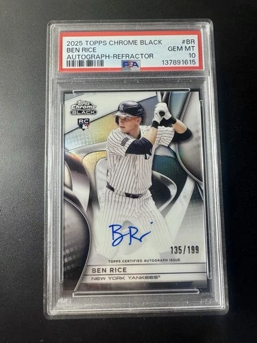 2025 Topps Chrome Black - Ben Rice Rookie RC #/199 Auto Refractor - PSA 10 💎