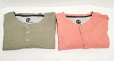 2 Weatherproof Shirts Men L Green and Red Henley Long Sleeve Pullover Casual