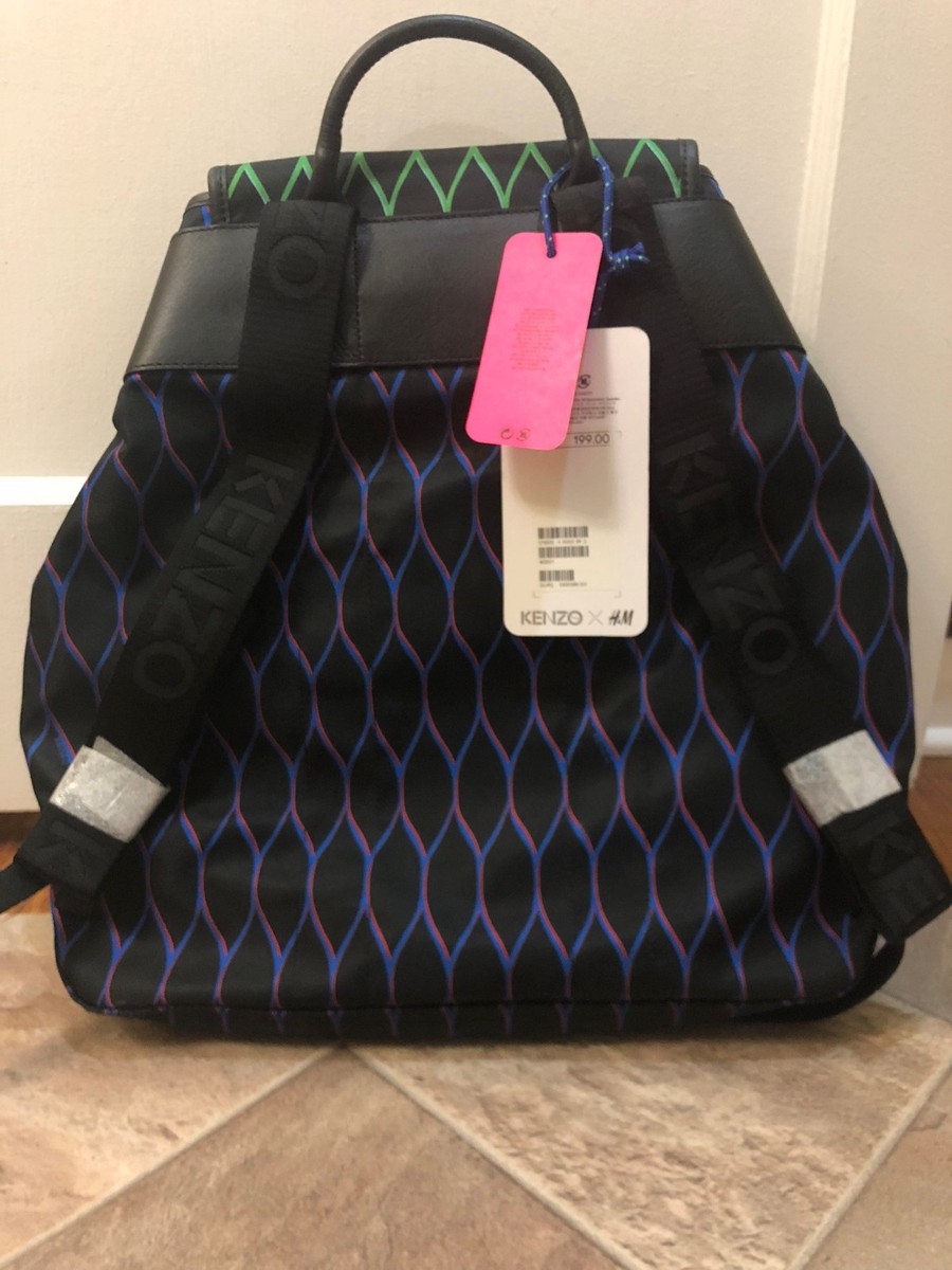 KENZO H&M Large Patterned Leather Trim Backpack Rucksack KENZO H&M Large Patterned Leather Trim Backpack Rucksack