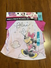 Disney Junior Minnie Mouse Believe Girls kids 3 Piece Pajama Set Pink Size 4T