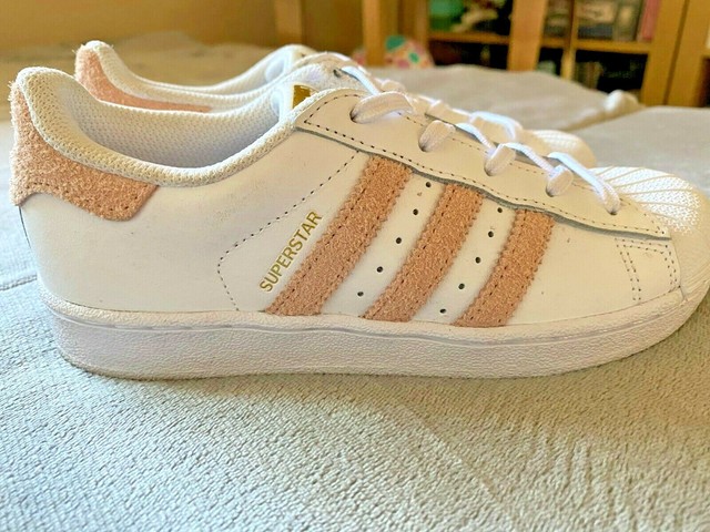 Adidas Superstar Ortholite White with Pink, Size 2 (Girls) | eBay