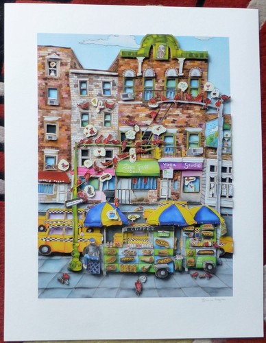 LINNEA PERGOLA New York City food carts 3D Construction HAND SIGNED Bird Tweets - Picture 2 of 5