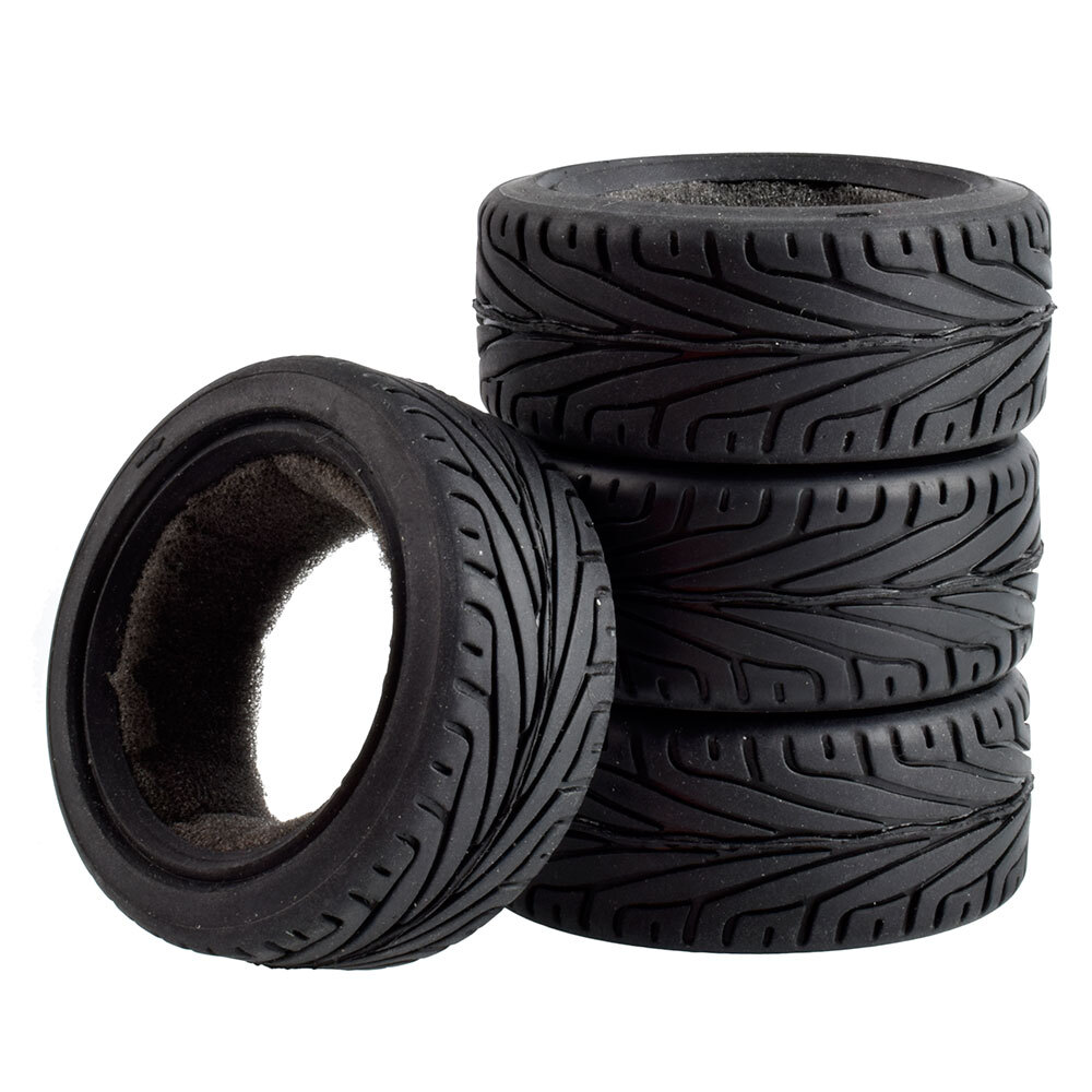 4 Black 1/10 RC Car Tires for HPI HSP Tamiya Kyosho D4 On-Road Racing