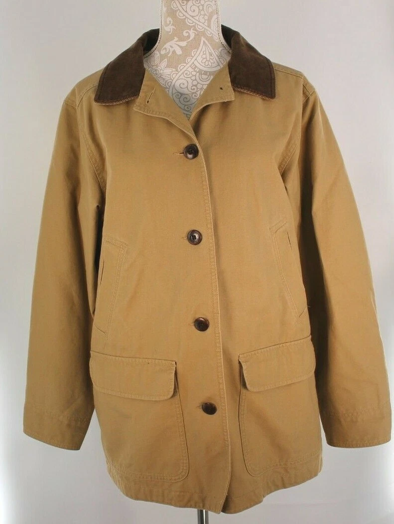 Vintage LL BEAN Lined Barn Chore Field Jacket Canvas Coat Women's Large Reg