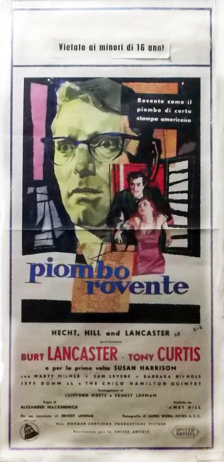 Locandina originale film Piombo rovente (1957) - Regia di Alexander Mackendrick
