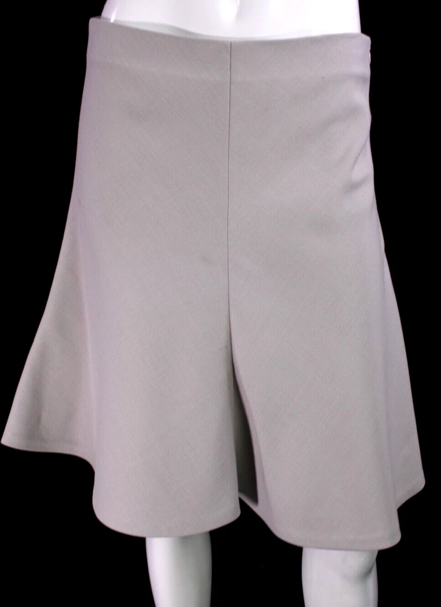 BRUNELLO CUCINELLI Cloud Gray Wool Twill Fit & Flare Skirt 44