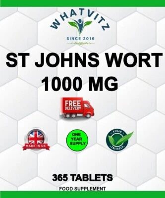 ST JOHNS WORT 1000 MG 365 TABLETS YEARS SUPPLY LETTER BOX FRIENDLY