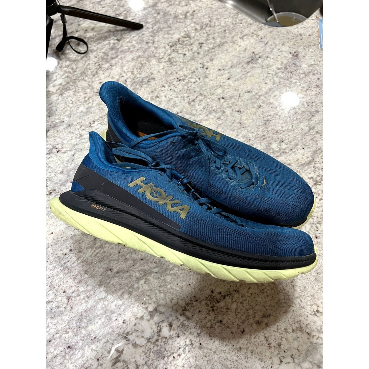 Hoka Mach 4 Mens Running Shoes Blue Black Yellow 1113528  display picture 2