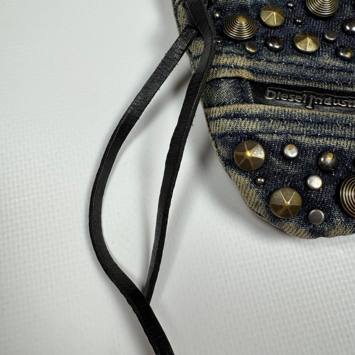 DIESEL INDUSTRY METAL RHINESTONES RARE DENIM Y2K SMALL BAG VINTAGE