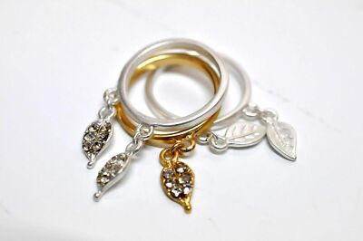 Front Row Two Tone with Leaf Charms Damen Ring Set 17-GY0116/440