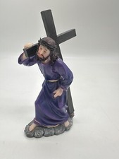 El Nazareno 9” Rey De Los Judios Jesus Con La Cruz a Cuestas Religious Figure