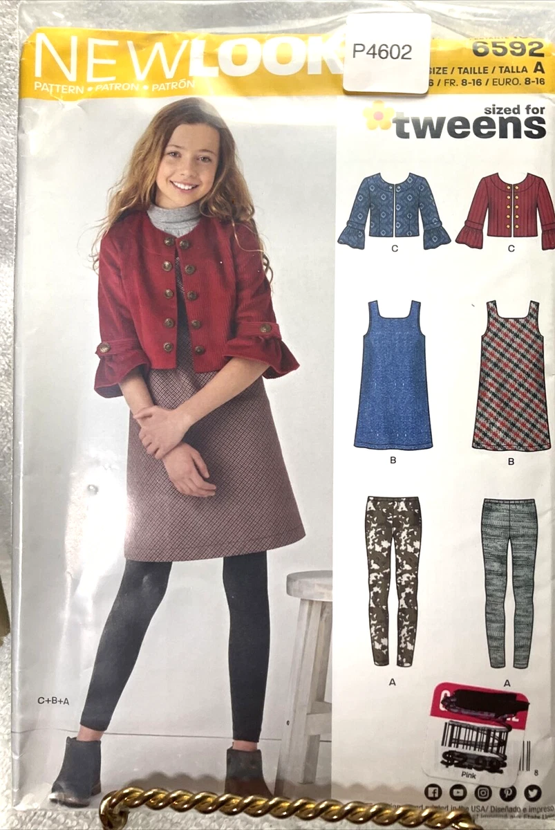 New Look Sewing 6592 Tween Girls Jacket Jumper Leggings 8-16