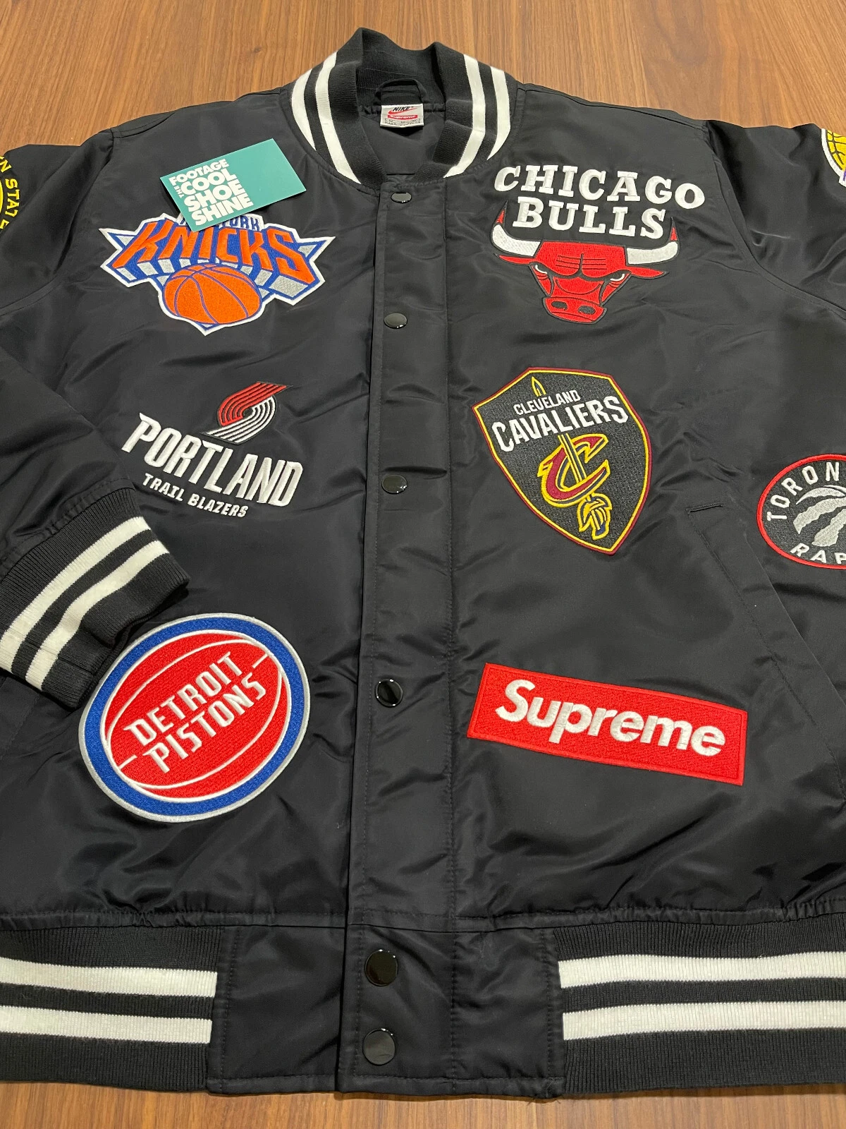 2018 SS18 NIKE x SUPREME NBA TEAMS VESTE D'ÉCHAUFFEMENT NOIR BLANC BOÎTE LOGO LAKERS M