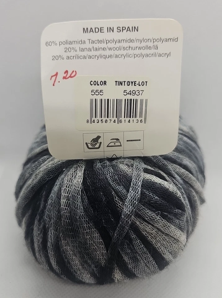 Katia DOLBY Hilo Color #555-Negro y Gris 50g/137yds Mezcla Lana Foto 2 de 4