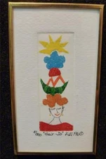 Signed KIKI Suarez Etching "Hair-do"  1996  Super cute!!