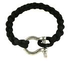 New Screw D Ring Clasp Stainless Steel Black Nylon Cord Bracelet Jewerly 10.5"