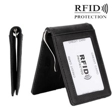 Mens Genuine Leather Slim Bifold Money Clip Wallet Front Pocket RFID Card Holder