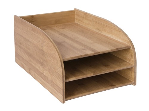 OSCO Bamboo Three Tier Letter Tray | A4 | Wood Desk File Organiser | Paper Stora