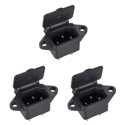 3pcs C14 Panel Mount Plug Adapter AC 250V 10A 3 Pins IEC Inlet Module Plug