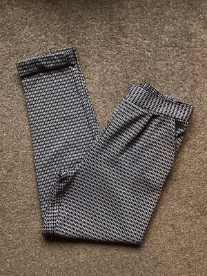 PAPAYA SCHWARZ WEISS HAHNENTRITT JERSEY STRETCH TURN UP HOSE GRÖSSE 8 EXCON