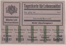 Pakiet kart dziennych na żywność, Związek Komunalny Monachium Kraj 1917