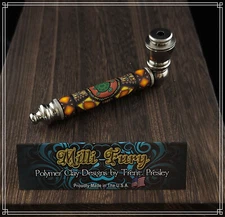Tribal Turtle Pipe by Milli Fury Made in USA Millefiori Fimo Art