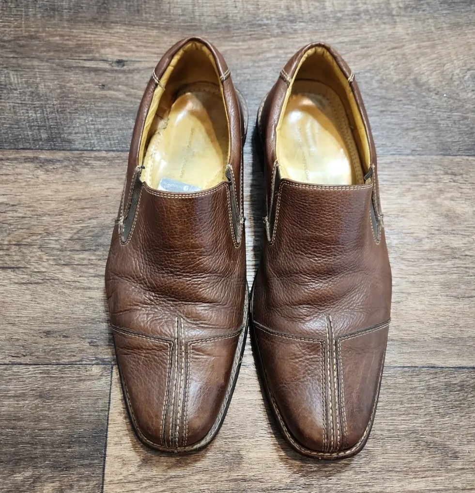 Sandro Moscoloni‎ Rich Brown Leather Slip-Ons 12D Rich in detail and with impeccable finishing touches, the  main image 2