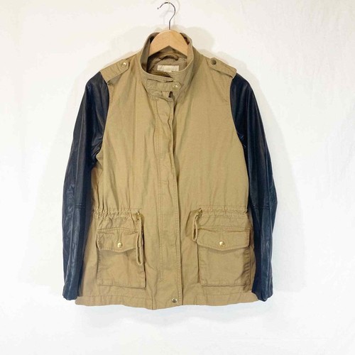 H\u0026M Tan Cargo Jacket with Black Faux 