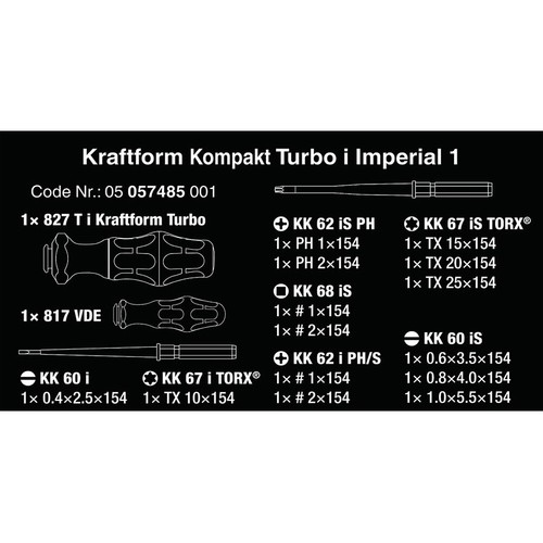 Wera 05057485001 Kraftform Kompakt Insulated SAE Turbo Screwdriver - 16 pc. Set - Picture 7 of 7