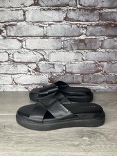 Cole Haan Black Leather Wedge Slip-On Comfort Slides Sandals Women Sz 7B US/38EU