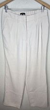 Quince Beige Wide-Leg Pleated Trousers Pants Women 10 Career Slacks Pockets 