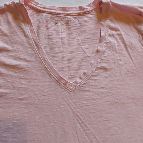 Lilly Pulitzer Women's Etta V-Neck Top Short Sleeve Pima Cotton Pink Sz XXS