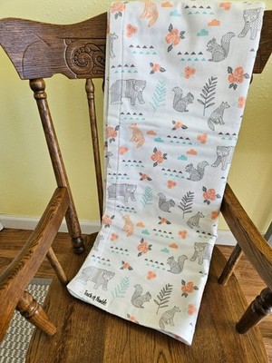 Receiving Baby Blanket. Soft Flannel, Woodland Animals, Florals, Outdoor 41''x33''