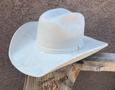 CREAM COLOR WESTERN COWBOY RODEO HAT, SUEDE STYLE COWBOY RIDING HAT, TEXANA