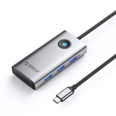 Hub PW11-6P USB-C auf USB-A USB-C HDMI Splitter - Grau
