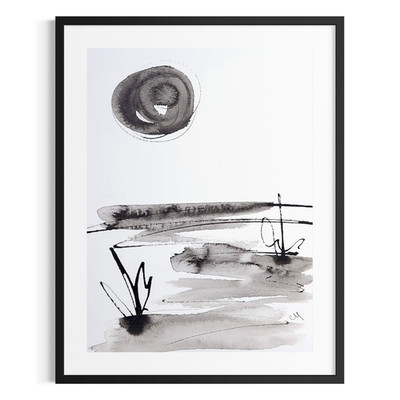 Original Abstract 9x12 Painting Ink Black White Modern Wall Art Home Decor