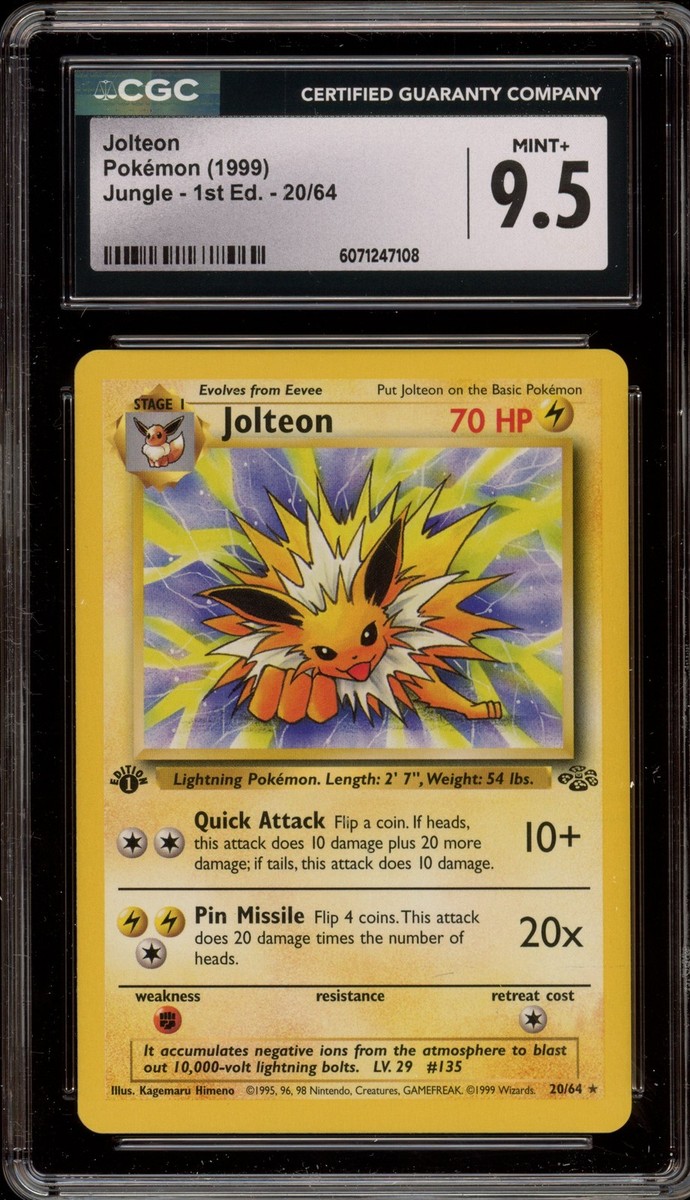Pokemon Jolteon Jungle 1st Edition NON Holo Rare #20 CGC 9.5 | eBay