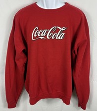 Vintage 90s Coca Cola Red Graphic Print Crewneck Sweater Size XL Made In USA
