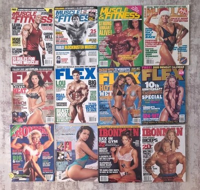 lot of 12 Joe Weider's Muscle & Fitness, flex ironman Bodybuilding Magazine