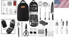 Portable Camping Kitchen Utensil Set-27 Piece Cookware Kit Stainless Steel