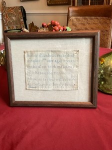 MEMORIAL SAMPLER DATED 1859 ON LINEN FOR YOUNG GIRL