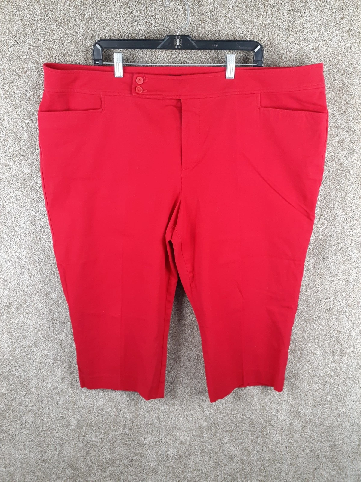 Chaps Capri Pant Womens 24W Bright Red High Rise Pockets Stretch Straight Casual