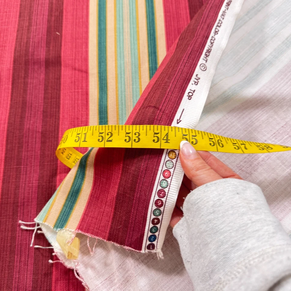 Tela de tapicería Jay Yang rayas rojas verdes 54x104 2,8 yardas 1444-17 Foto 3 de 4