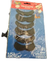 Super Mario Moustaches 6 Pcs Black Cosplay Self Adhesive brand new