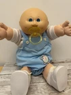 16” Cabbage Patch Kids 1985 KT Bald #4 Pacifier Boy Doll Lt Blue Elephant Romper