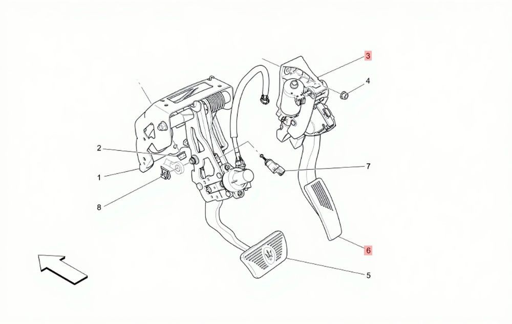 Maserati Quattroporte 2013-2019 FRONT+LEFT Accelerator pedal